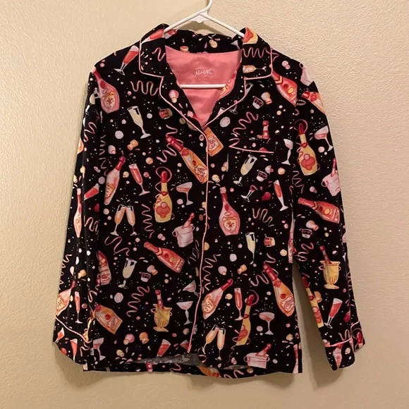 🍾 Nick & Nora 🍾 Champagne Popping pajama sleepwear top - NYE festive! - Picture 2 of 4